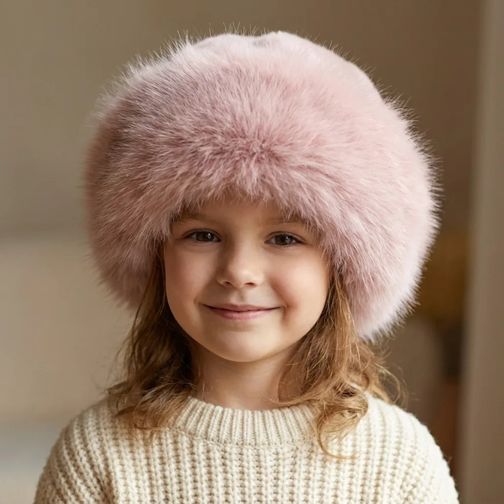 Gorro de Invierno para Niños, Tipo Mongol, de Felpa, Cálido, Cortavientos, con Orejeras de Imitación de Visón, para Clima Frío