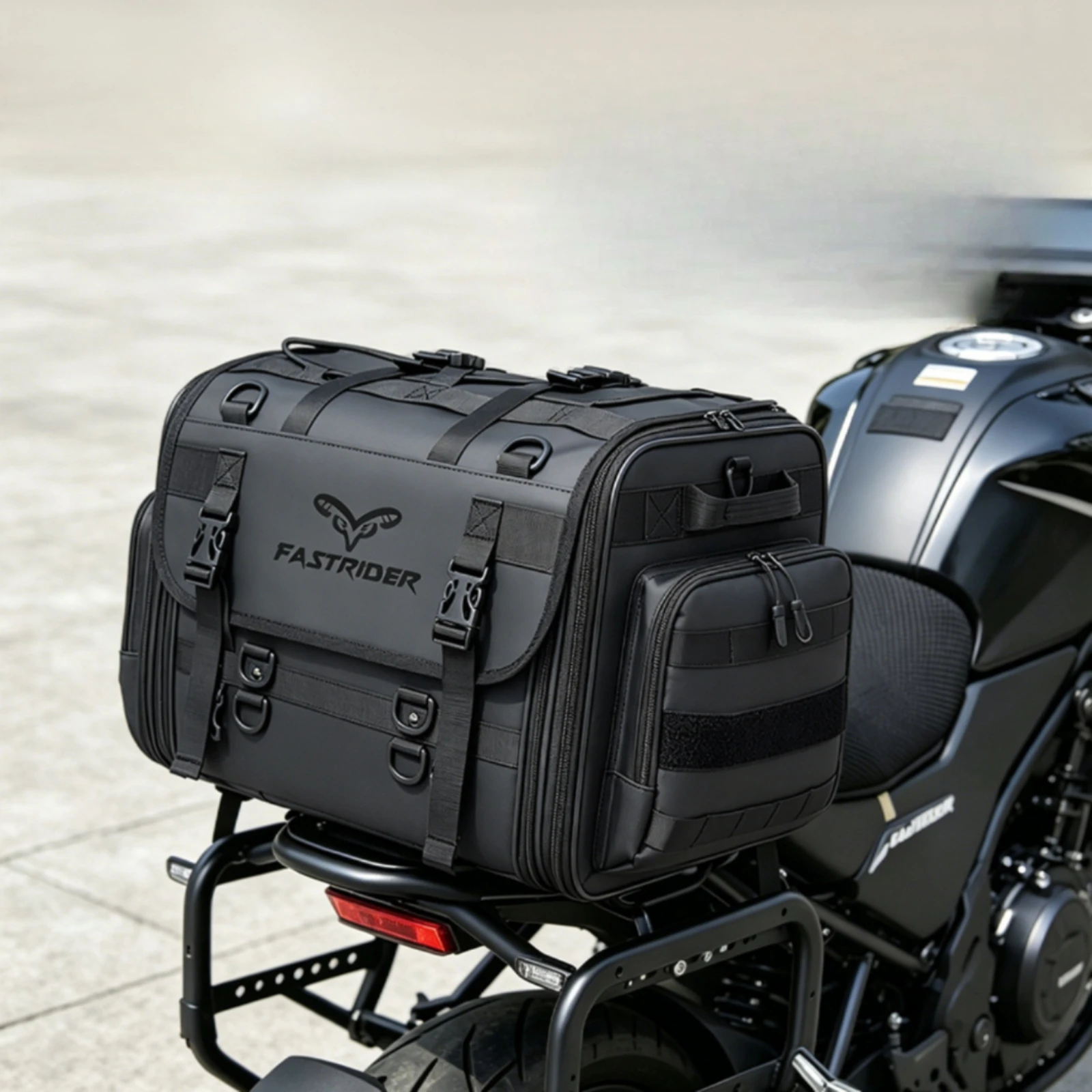 Motorcycle Tail Bag Waterproof Motorcycle Tail Bag with Rain Cover Luggage Water-Resistant Sturdy for Motorcyclists