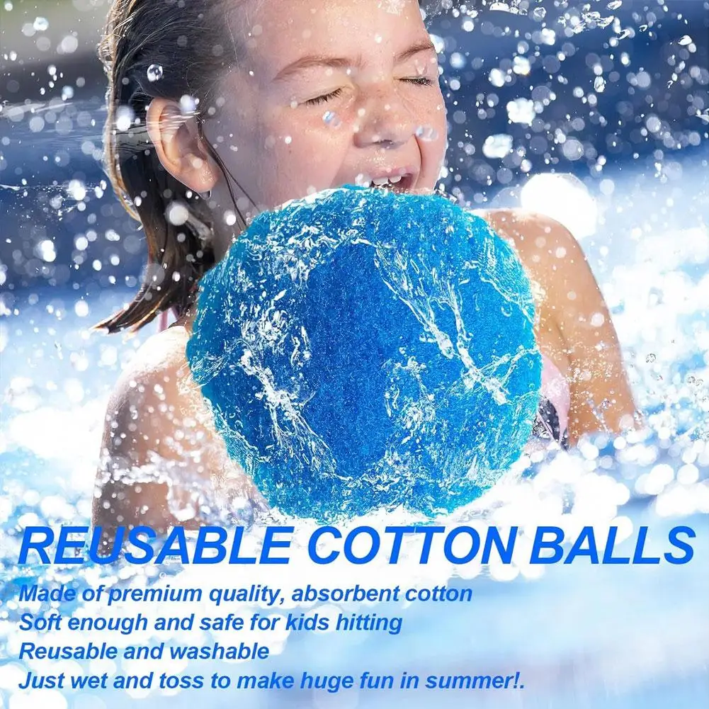 30/50/60Pcs Water Soaker Balls Reusable Sponge Water Balloons Cotton Splash Toys for Pool Beach Summer Swimming Games Toy