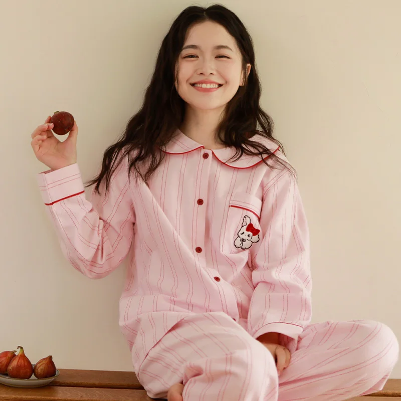 

Autumn and winter sleepwear made of pure cotton and brushed, sweet and cute, suitable for college students' home wear
