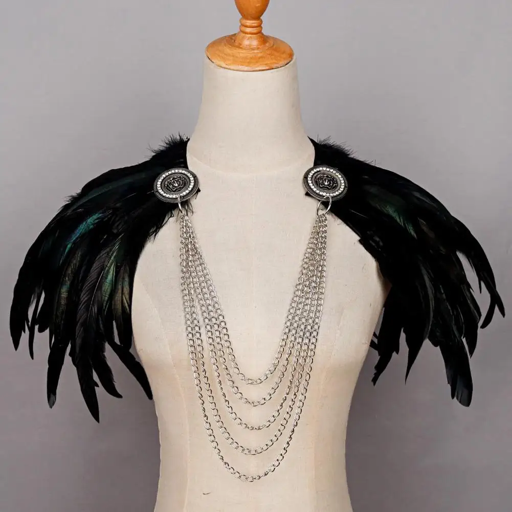 Capa de fiesta de carnaval, chal de plumas góticas, capa con cuello de encaje, disfraz de bruja para Halloween, Carnaval, mujer, negro y blanco