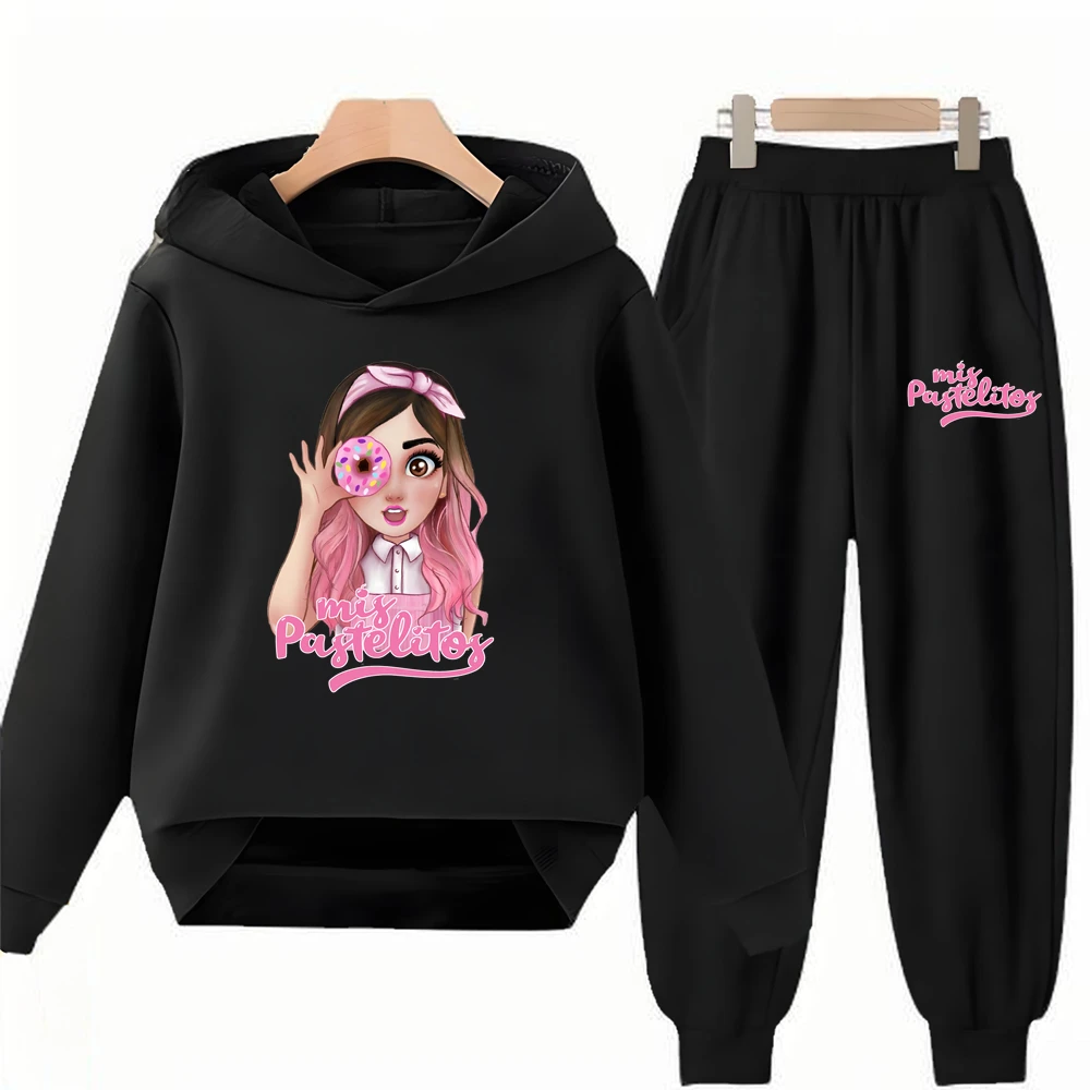 Sudadera con capucha para niños, ropa Mis Pastelitos, jersey, sudaderas + Pantalones, conjuntos de 2 uds., chándal de dibujos animados para niños, ropa para niños, trajes para niñas
