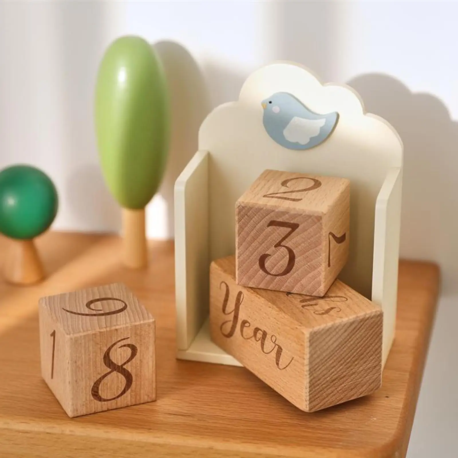 Wooden Baby Milestone Age Blocks Lightweight, for Baby Shower Practical, Include