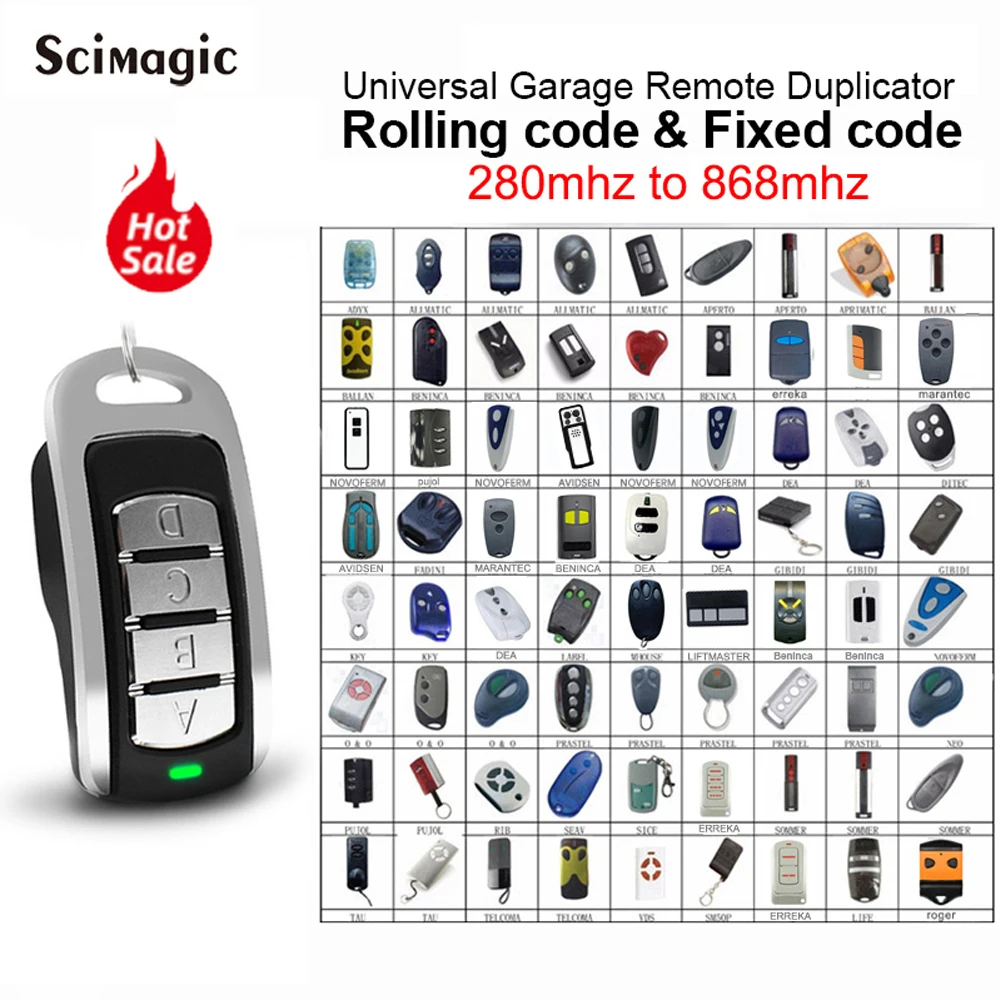 Auto-copie Multi Fréquence 280 à 868 MHz 4 en 1 Porte de Garage Télécommande Duplicateur Porte-clés Barrière Fixe Rolling Code Clone