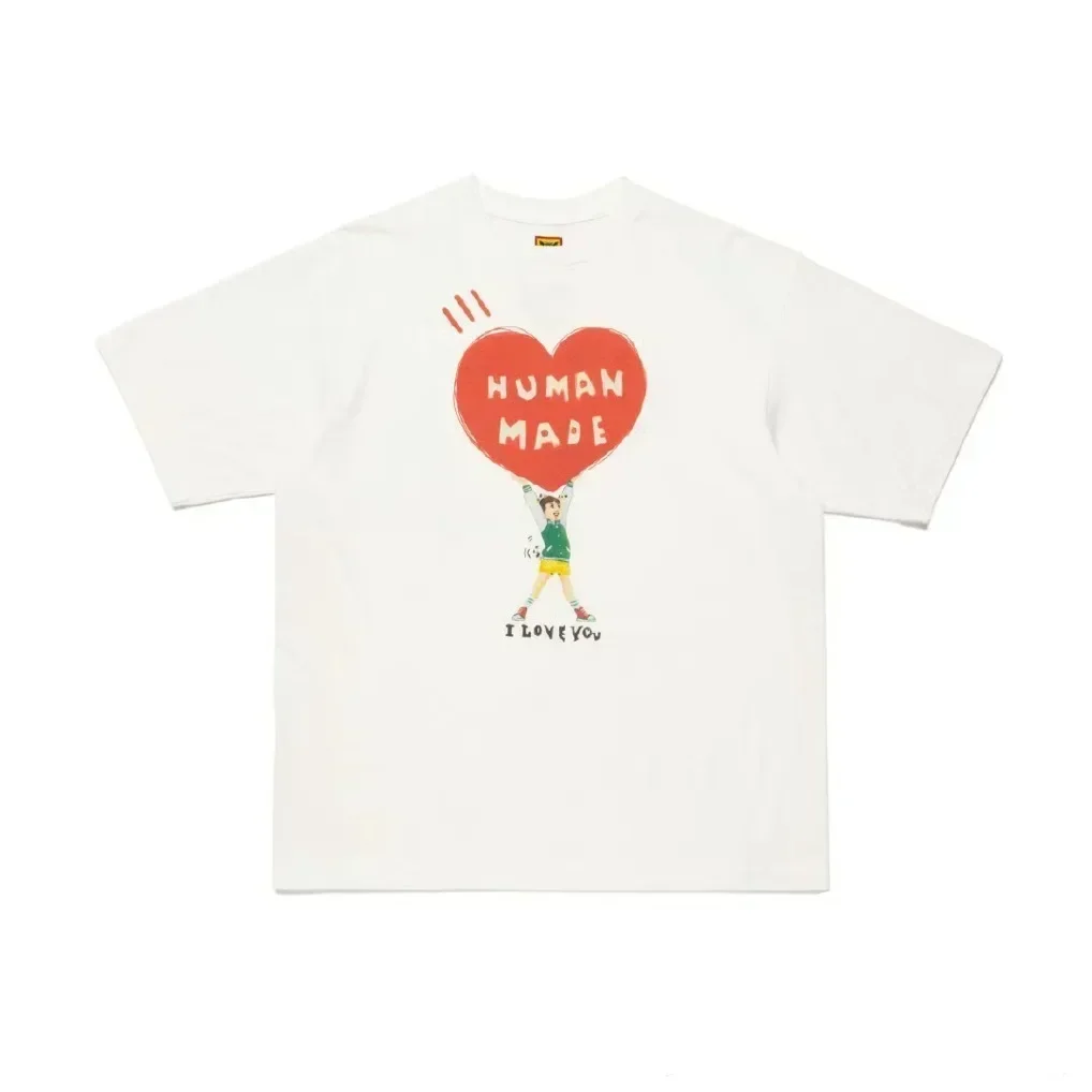 HUMAN MADE Summer Heavyweight Bamboo Cotton Short-Sleeved T-Shirt Illustration Printed Couple's Outfit for Men and Women