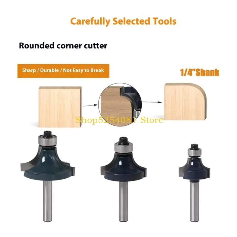 أداة قطع نصف القطر الصناعية AXYC 3/8 3/4 1 بوصة لقمة توجيه مستديرة 1/4 بوصة Shnak لآلات التوجيه #4