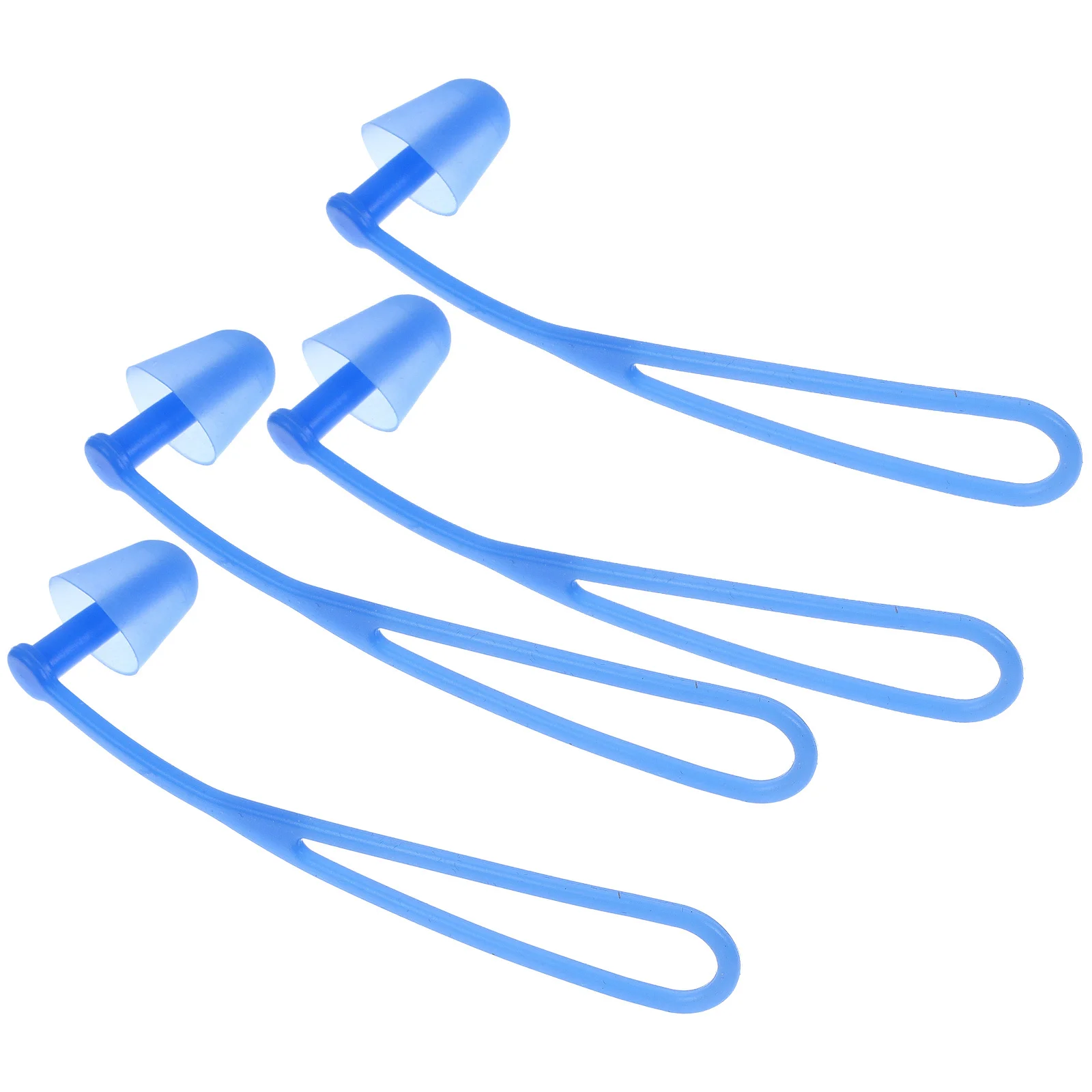 2 قطعة سدادة أذن مقاومة للماء على شكل فطر من السيليكون سدادات أذن للسباحة للبالغين باللون الأزرق تحت الماء للغوص حبل معلق