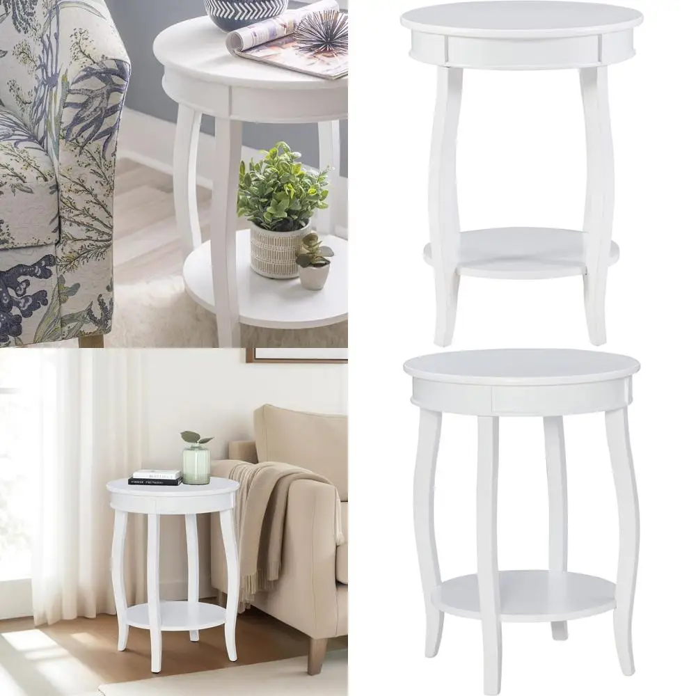 

18x18 Inch White Round Shelf, 22 Inches High Table