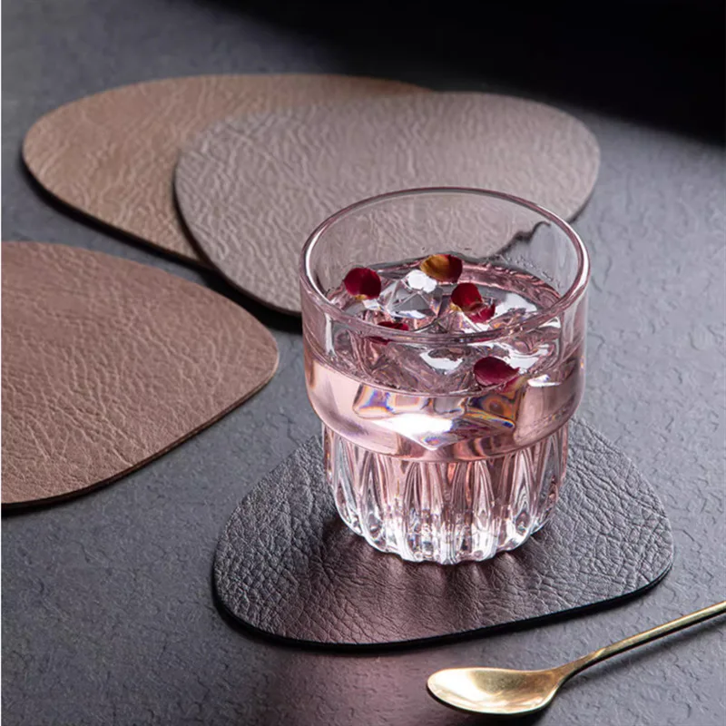 1PCS Cowhide Coasters Anti Slip Drink Cup Pads Heat Insulation Reusable Mug Mat Dining Table Decor Kitchen Dishes Drinkware