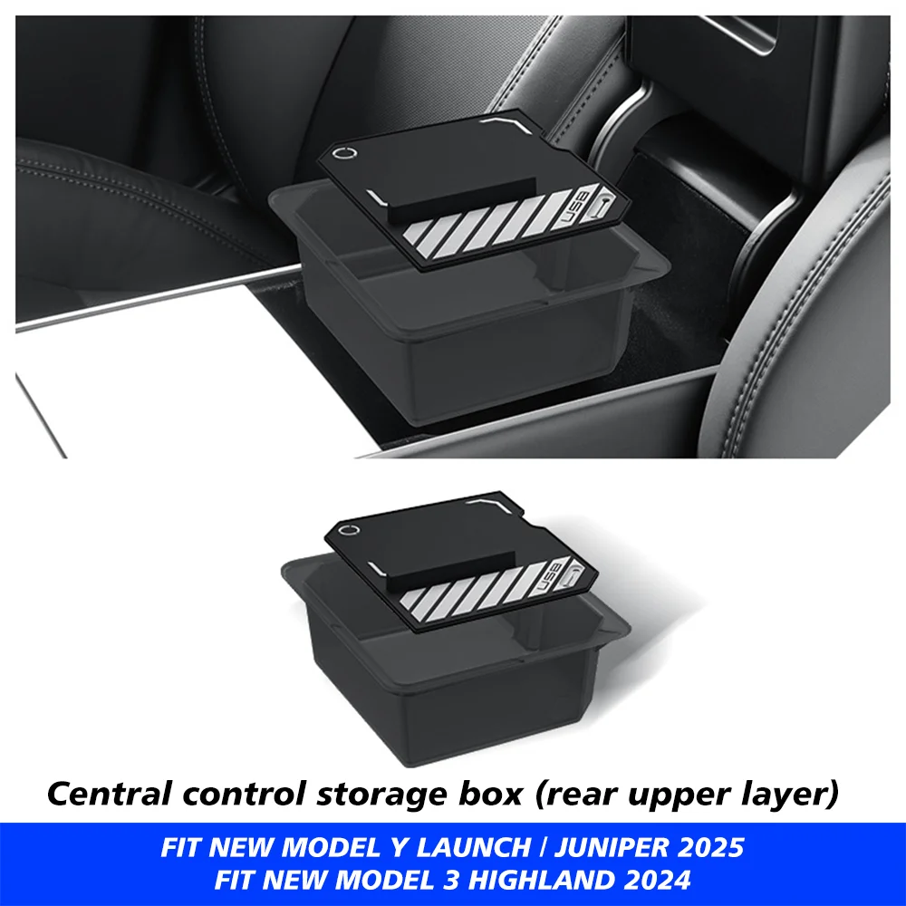 TESY Für Tesla Model Y Premium Performance Juniper Launch Center Konsolen-Aufbewahrungsbox Oberes & Unteres Silikon-Pad – Detail 15