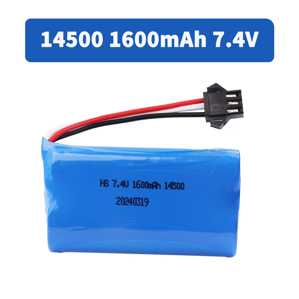 14500 Lipo battery SM-3P Plug 7.4V 1600mah for remote control helicopter boat car model water bullet guns toys accessories