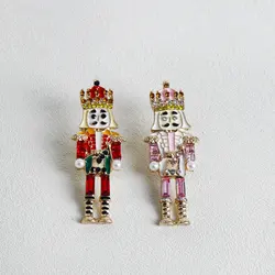 The Nutcracker Symbol King Enamel Brooch Pins Cute Poker King Badge Rhinestone Inlaid Backpack Lapel Pin Punk Jewelry Gift