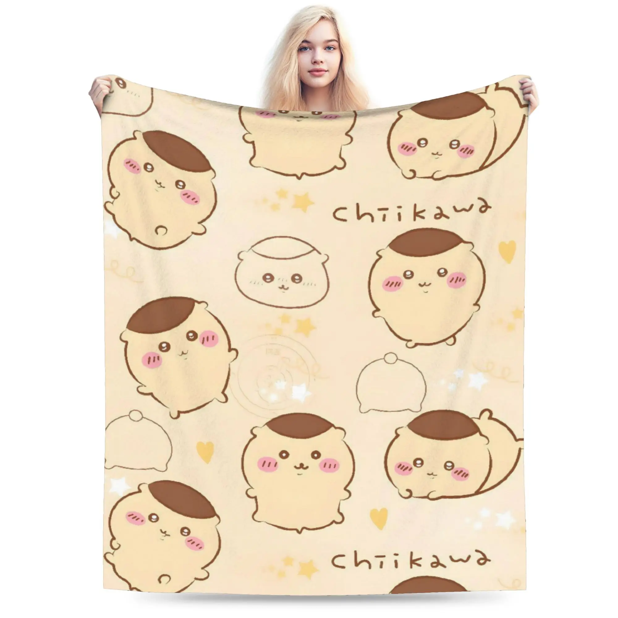 Cute Kawaii C-ChiikawaS Cartoon Movie Blanket  Super Soft Chair Sofa Bed Travel Office Flannel Bedspread Bed Cover