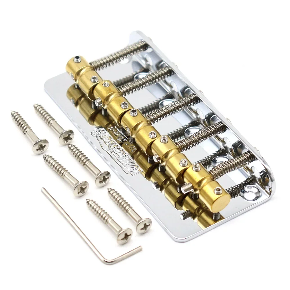 1set Guitar Bridge 5 String Bridge With Brass Saddles Bass Guitar Bridge for Electric Guitar Wilkinson WBBC