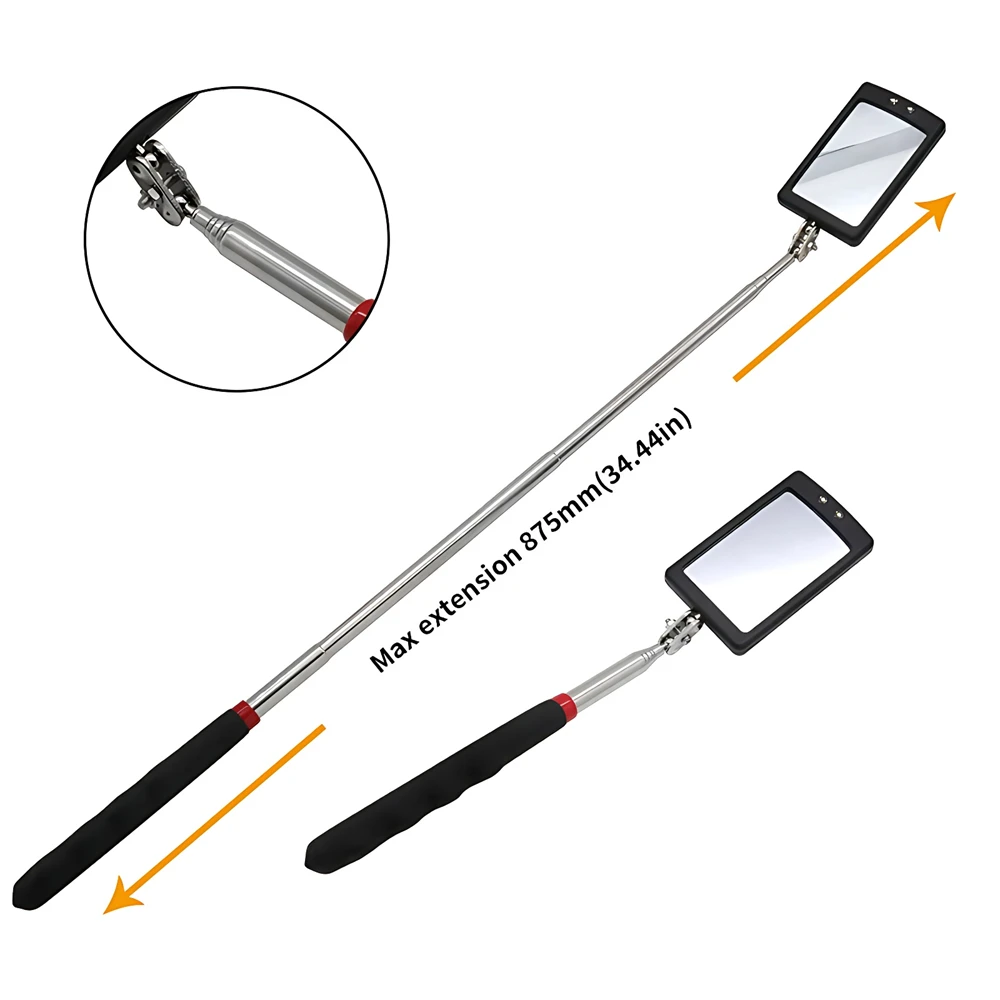 Telescoping Flexible Head Inspection Mirror Car Bottom with Light Adjustable Detection Mirror Magnification Inspection Mirror