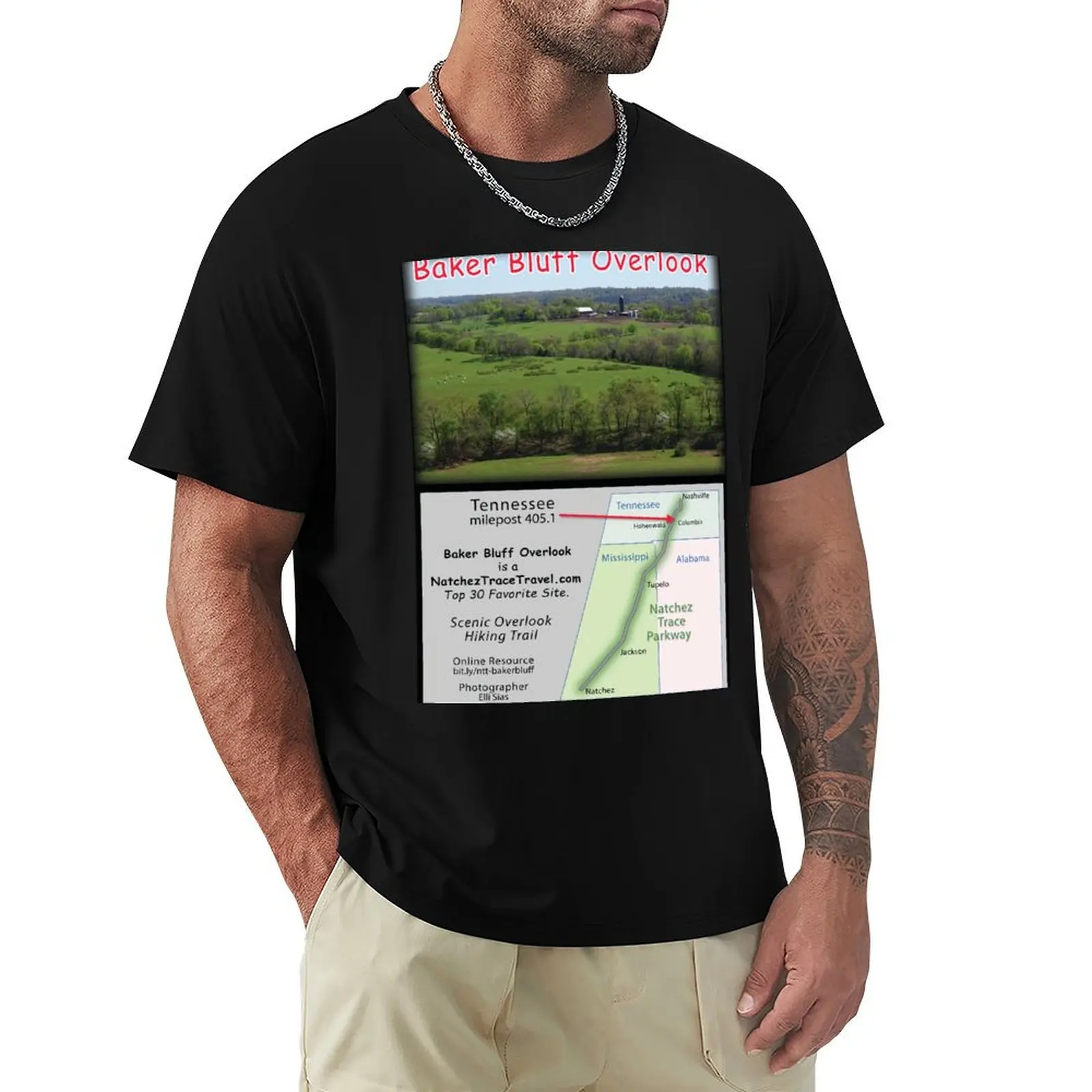 Baker Bluff Overlook (spring) on the Natchez Trace Parkway. T-Shirt Work Short Sleeve Cotton Top