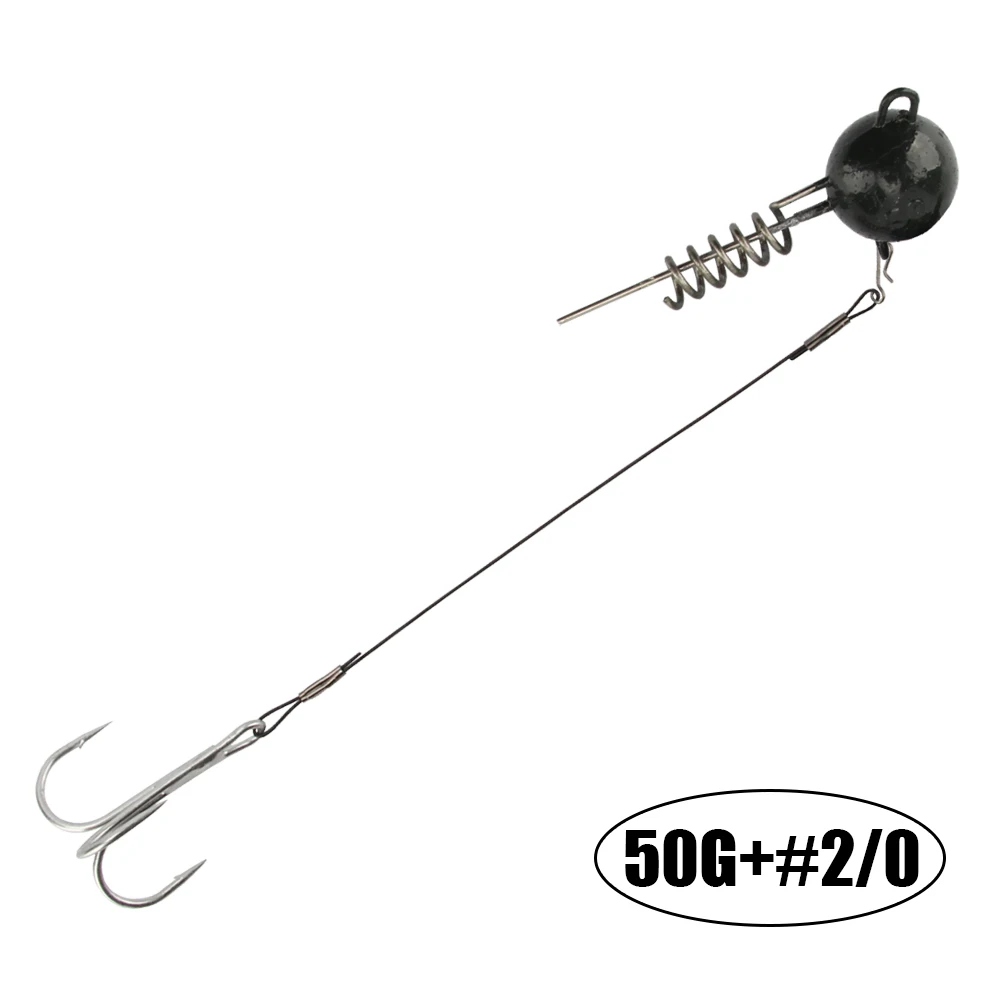 Spinpoler Screwball Jig Head Rig mit Stinger für weiche Angelköder Stahldraht Drillinge perfekt für Hechtbarsch Zander Bass
