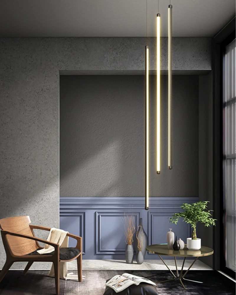 Modern Long Line Staircase Pendant Light Nordic Hanging Lamp Luxury Duplex Building Villa Hollow Suspended Rotating Chandelier