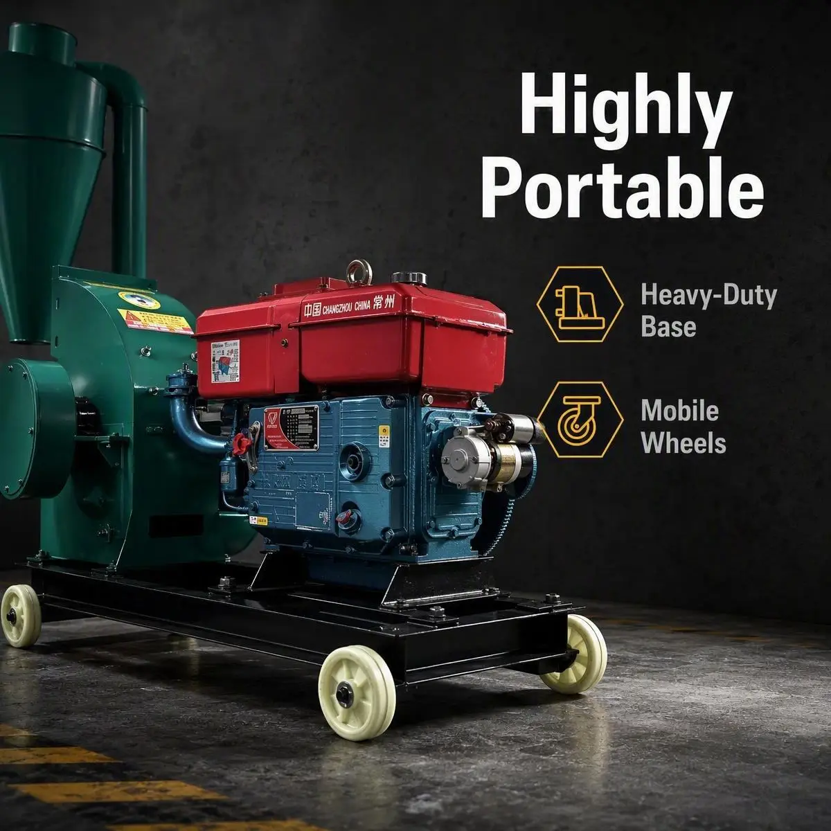 Farm Use Diesel Powered Feed Hammer Mill Grain Straw Forage Crushing Processing Machine