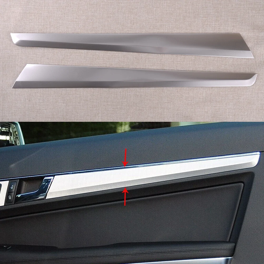 

NEW 1 Pair Door Panel Trim Strip Fit for Mercedes Benz E Class Coupe W207 C207 2010 2011 2012 2013 Silver Stainless Steel