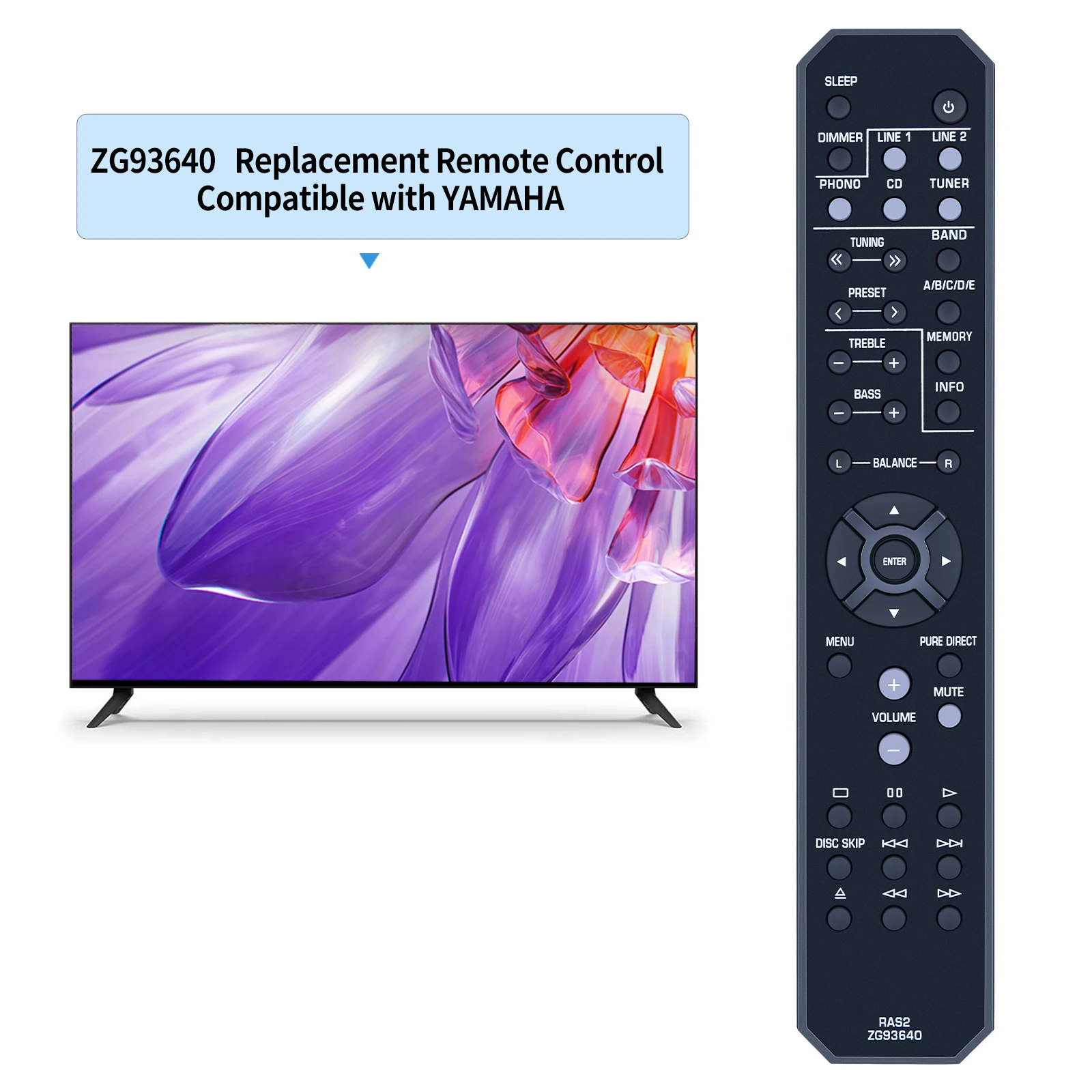 New RAS2 ZG93640 Remote Control For Yamaha A-S201 Natural Sound Integrated Amplifier