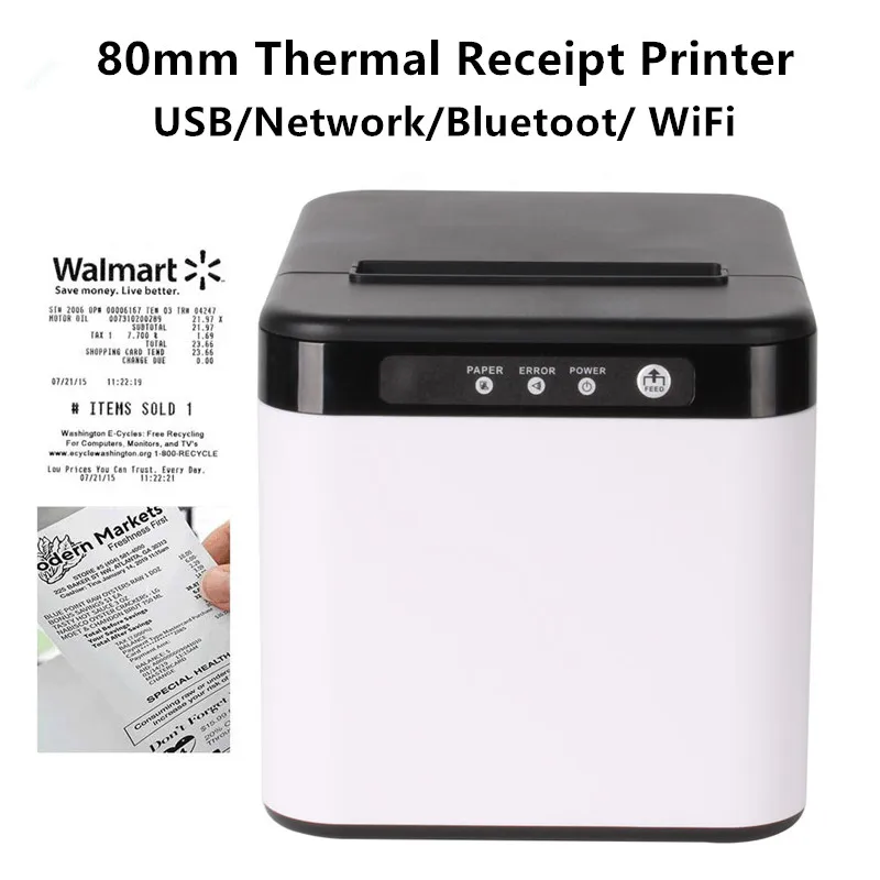 Q821 POS Printer 80mm Thermal Receipt Printer with Auto Cutter Support Cash Drawer USB/LAN/Bluetooth/WIFI  For Retail&Restaurant