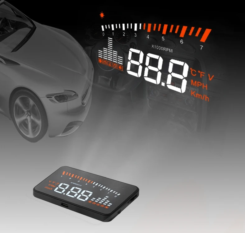 Hot Sale X5 Head up Display GPS Speedometer with 3.5" LED Screen OBD2/USB & Type-C Connection 1 Year Warranty for Universal Cars