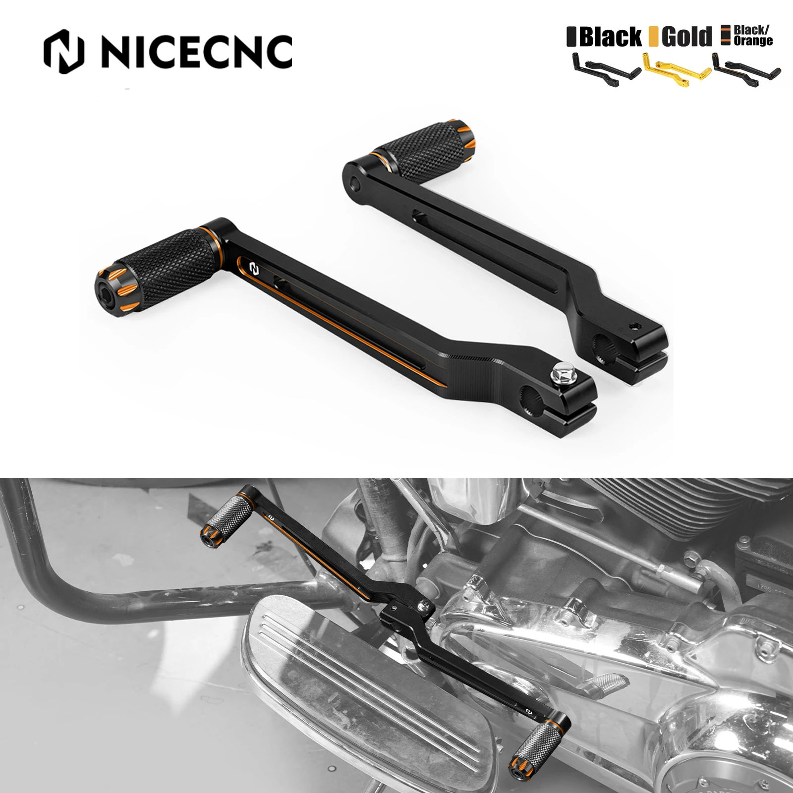 NICECNC Extended Shift Levers for Harley Street Glide FLHX 2017-2024 Road Glide FLTR Tri Glide Ultra Fat Boy 114 Road King FLHR