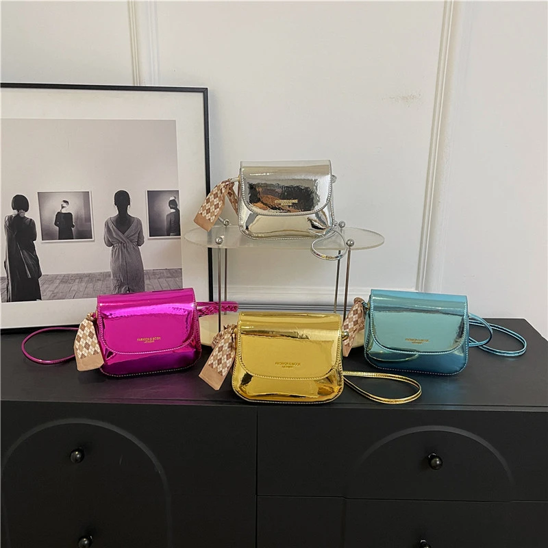 Fashion Mini Bright Surface Crossbody Bags for Women PU Leather Square Shoulder Bag Ladies High Quality Solid Color Handbags