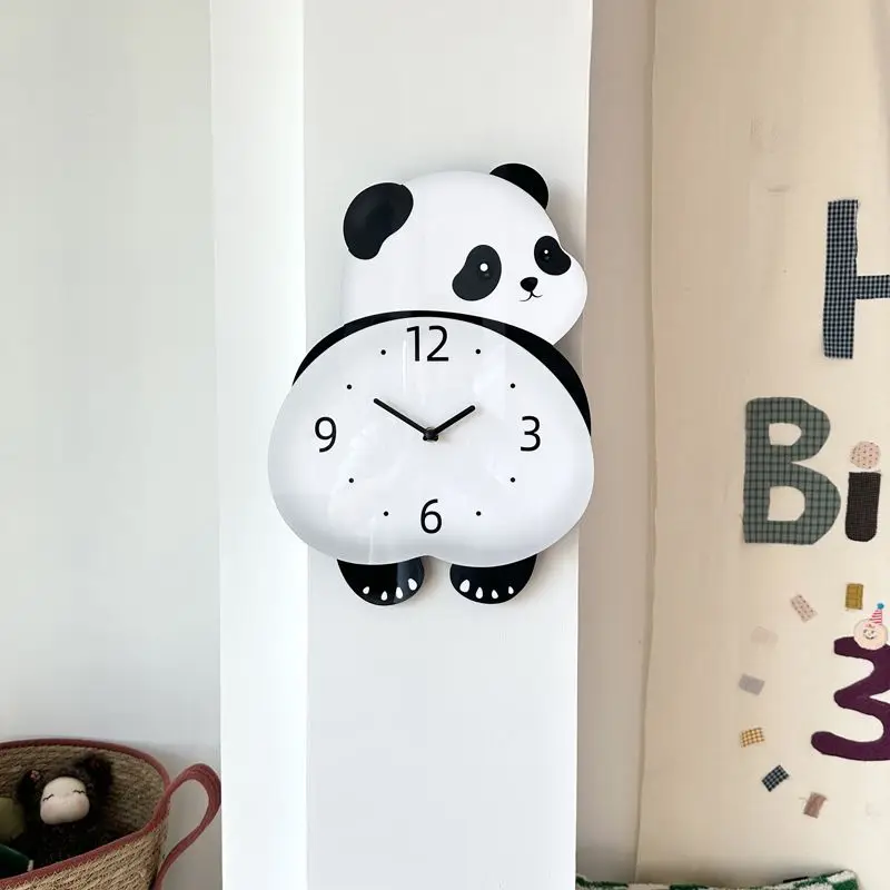 Creative Swing Panda Simple Foot Wall Clock Living Room Home Silent Dining Room Wall Clock Bedroom Clock