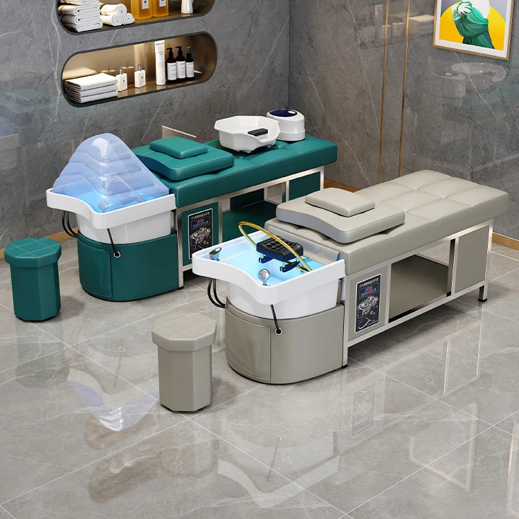 High-end barber shop ceramic basin shampoo bed water circulation fumigation beauty bed