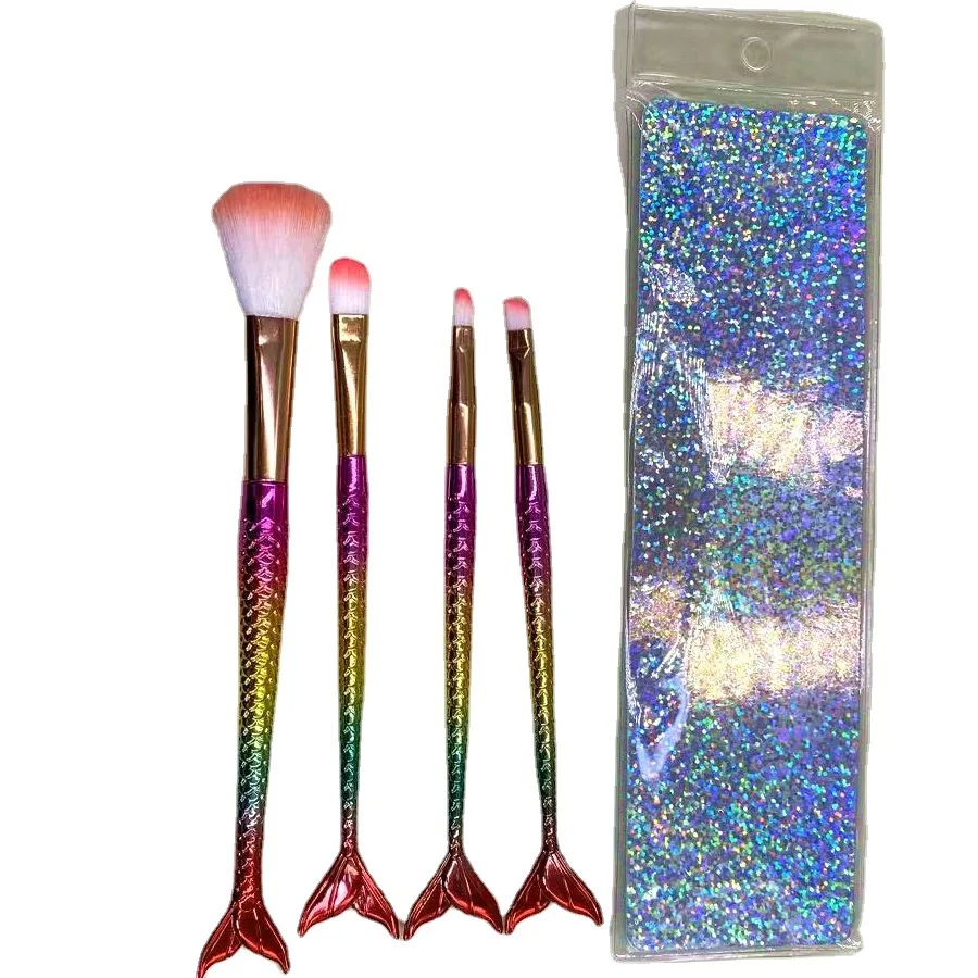 4 mermaid makeup brush set gradient color makeup brushes eyeshadow make up makeup set beauty  tools Kit yeux  cosmetic  brochas