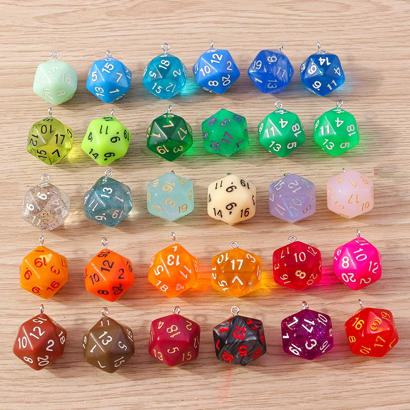 Tusember 5 Stück bunte Acryl-Würfel-Anhänger für DIY-Ohrringe, Halsketten, Schlüsselanhänger, Harz, DND RPG, Spiele, Würfel-Charms, Zubehör – Detail 3