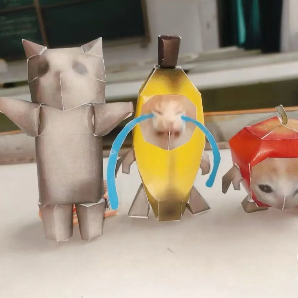 Oiiao Cat Huh Cat Paper Model Home Decoration Folding By Myself 3D Folding Paper Cat Rotating Cat Handmade Kitten Paper Model