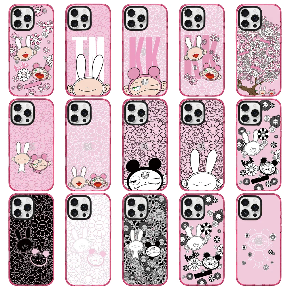 

Cartoon Flowers Mouse Pink Glitters Border Magnetic Phone Case Cover for IPhone 16 15 14 13 12 Pro Max Case