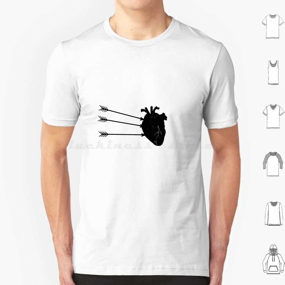 Shot Through The Heart! Awesome Bow And Arrow Laptop Sticker / Shirt T Shirt Cotton Men Women DIY Print Arrow Heart Cool Black