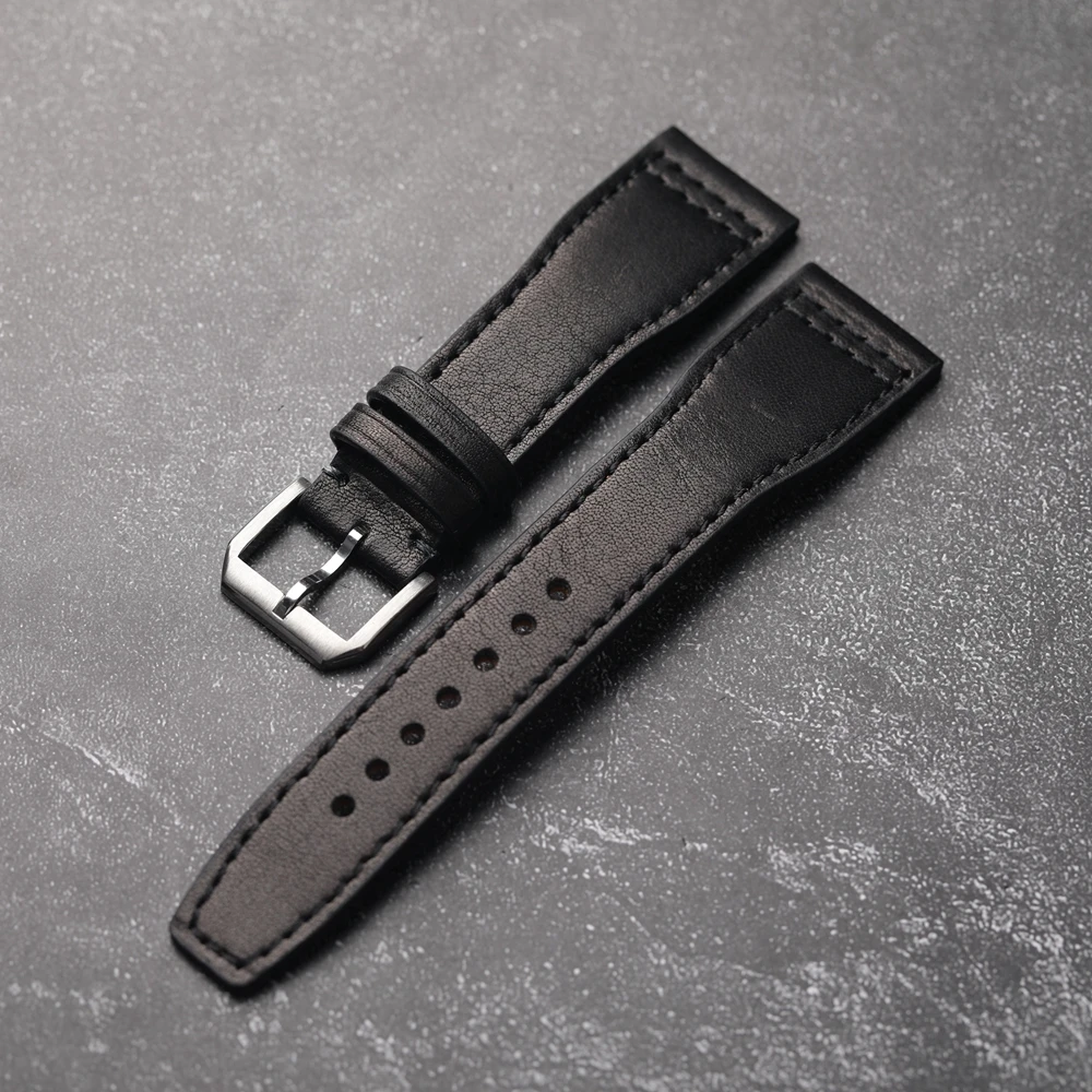 Handmade Fit Pilot\'s Head Cowhide Strap, 20MM 22MM 21MM Brown Black Men\'s Bracelet, Vintage Style Genuine Leather Watchband