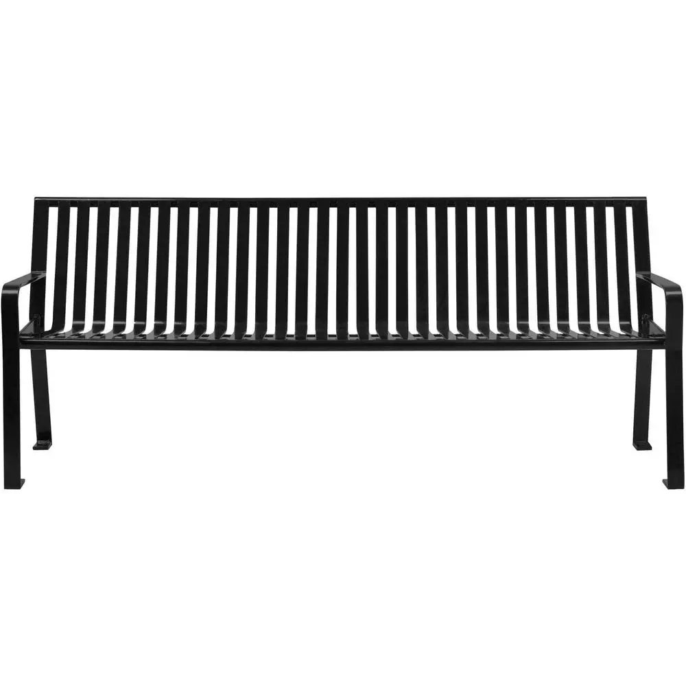 

Heavy-Duty 6ft Outdoor Steel Slat Bench in Black