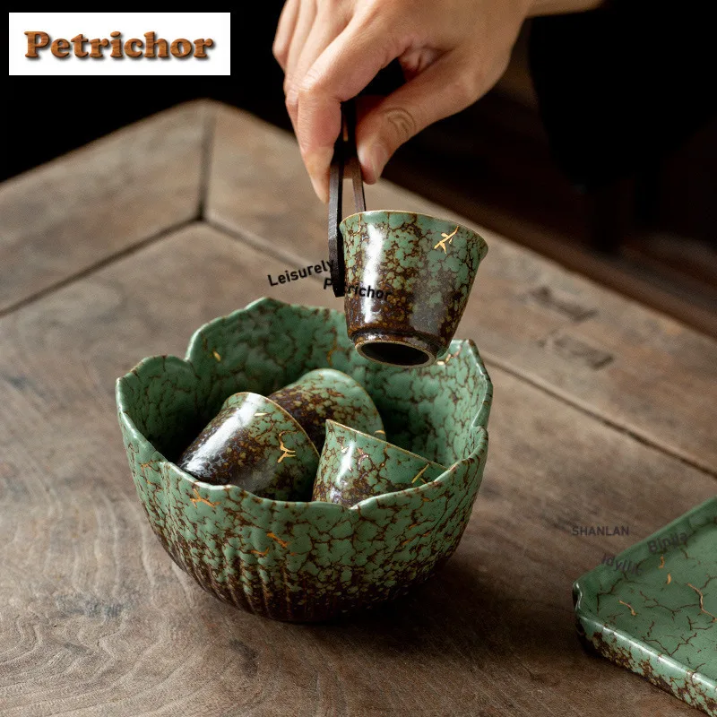 550ml Kiln Fambe Lotus Flower Jianshui Tea Cup Wash Writing-brush Washer Tea Dust Cylinder Barrel Household Chaxi Decoration