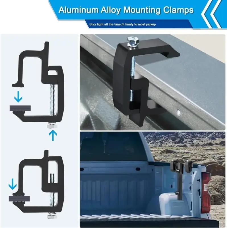 M76E Klemmbare Flaggenhalterung für Pickup-Truck-Ladeflächenschienen, 1,5-Zoll-Halterung – Detail 4