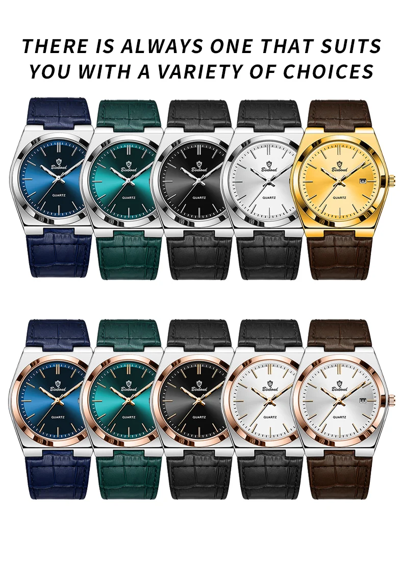 BINBOND Luxus Quarz-Armbanduhren Leuchtend Wasserdicht Automatisches Datum Herrenuhren Business Sport Mode Casual Reloj Lederuhr – Detail 17