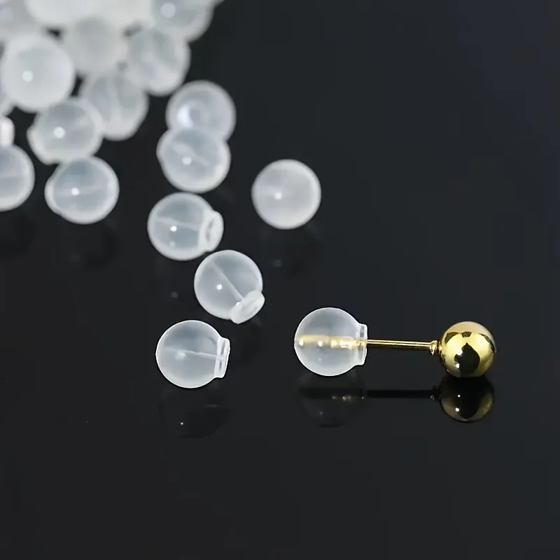 100PCS Soft Transparent Silicone Earring Backs, Break-Resistant Secure Pin Stoppers, Replacement Supplies for DIY Jewelry Making
