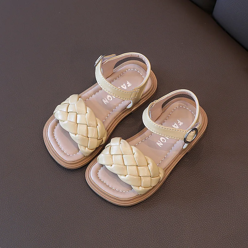 Sandals Summer 2022 Woven Girls Sandals 2022 Fashion Toddler Sandals Girls 2 To 8 Years Soft Leather Straps Kids Princess Shoes