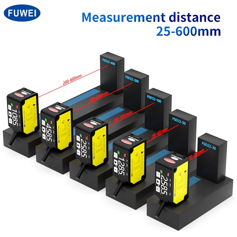 FUWEI FSD22-200P-UI Output PNP High Precision 200mm Laser Displacement Sensor 4-20mA 0-5V Analog Micro Laser Distance Measuring