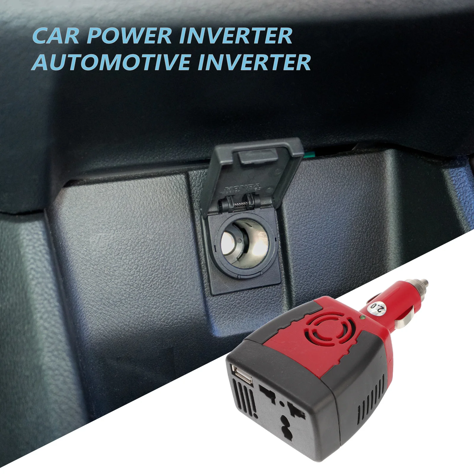 

12V to 110V Power Inverter Vehicle Car Lighter Automotive Inverter Durable ABS Magnesium Aluminum Alloy for Travel Business