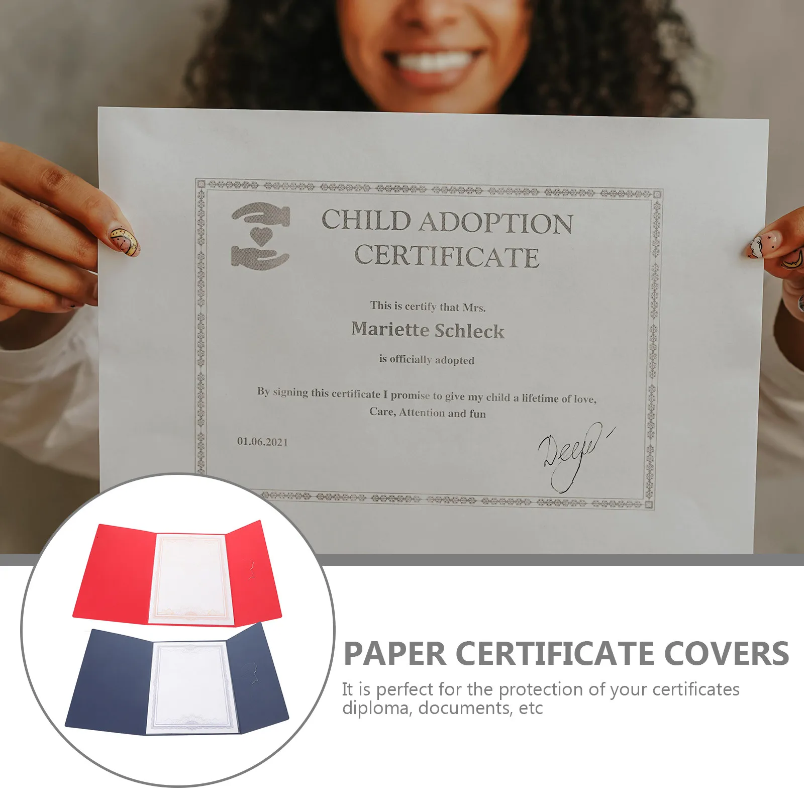 2Pcs Paper Diploma Holder Certificate Cover Lightweight Portable Paper Document Folder 3-Fold Protective Cover for Award