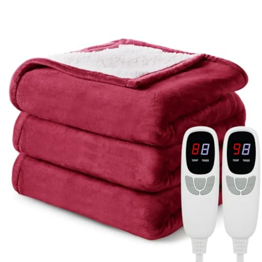 

Heated Blanket Electric Blanket Queen 84"x90" Heating Blanket with Dual Control 9 Heating Levels 10 Timer Modes Auto-Off Fast H