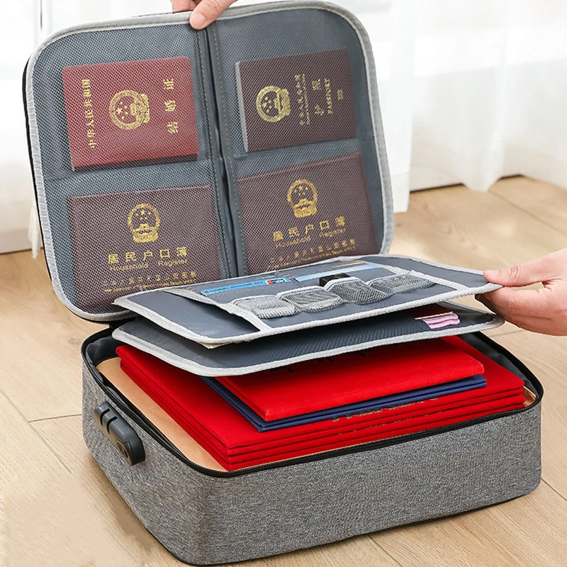

Document Organizer Briefcase 3-Layer Folder Holder Men's Women's Bag Cover Purse Passport Home Safe Functional File Storage Case