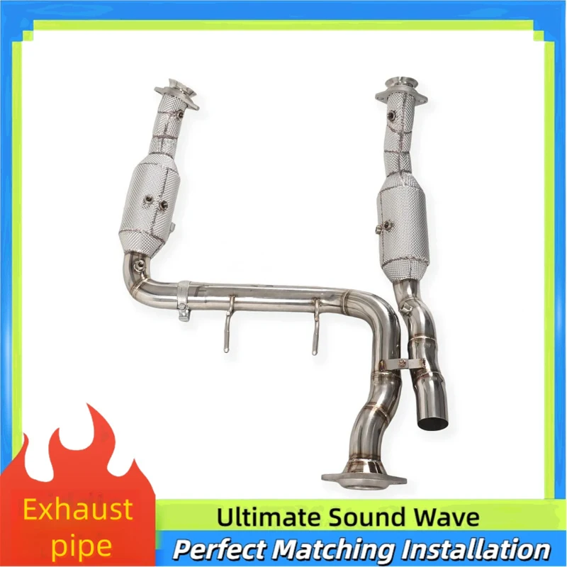 Stainless Steel Exhaust Pipes Upgrade for Ford F-150 Raptor 3.5TT 2023 High-flow Heat-insulated Downpipe Header Power Upgrade