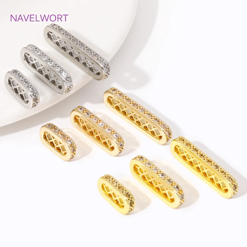 14K/18K Gold Plated Pave Zircon Multi Strands Spacer Beads Bar,Bracelets Separators Bar,DIY Beading Jewelry Making Accessories